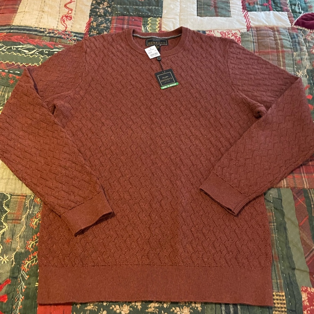 NWT Joseph A Bank Reserve Collection Rust Crewneck Sweater